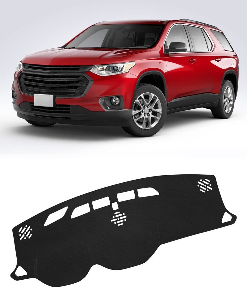 FIILINES Dash Cover for Chevrolet Traverse 2018â€“2023, Dashboard Mat Cover Sunshade Nonslip Mesh Protector No Glare Black - Image 1